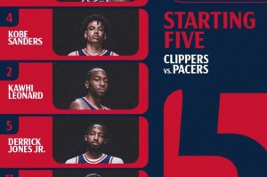 快船首发：邓恩、桑德斯、伦纳德、小琼斯、大洛
